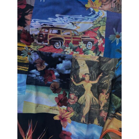 vintage 90s SPEEDO Hawaiian Print REVERSIBLE SWIMSUIT xs/0 tropical photo y2k - Picture 5 of 10